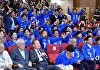 [포토] 출구조사 결과에 기뻐하는 민주당